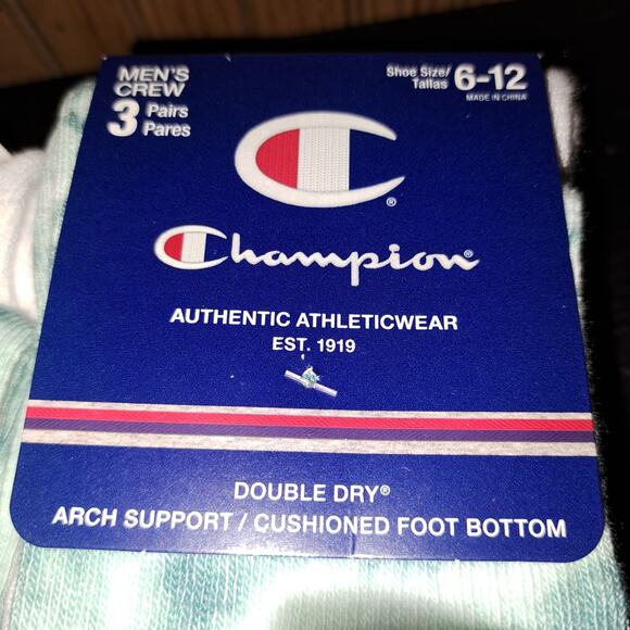 3 Pk Champion Cushioned Crew Socks Dry Mens Size 6-12 Tie Dye 3 Pairs Per Pk - Picture 3 of 5